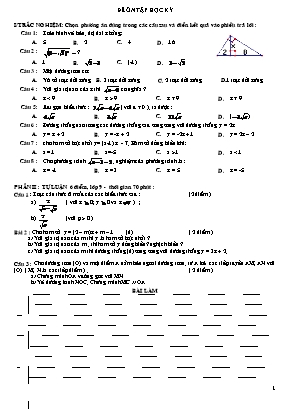 Đề ôn tập học kỳ môn Toán Lớp 9